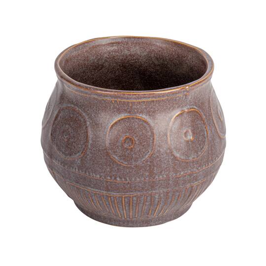 Hello Honey® 6.5" Plum Reactive Glaze Pattern Debossed Stoneware Planter